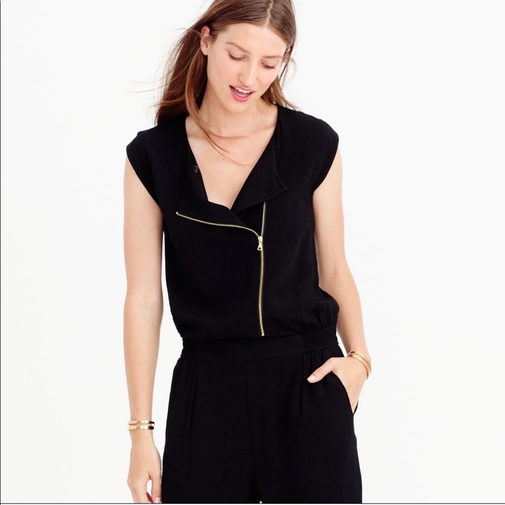 J.crew Black Asymmetrical Zipper Jumpsuit, size 0